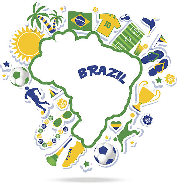 Brazil soccer map vector art illustration