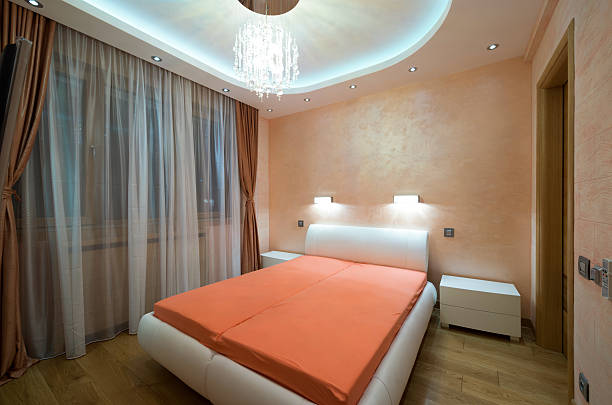 istock Interior of a modern bedroom with luxury ceiling lights 500884666