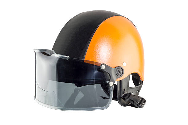 istock Orange black motorcycle helmet 500884687