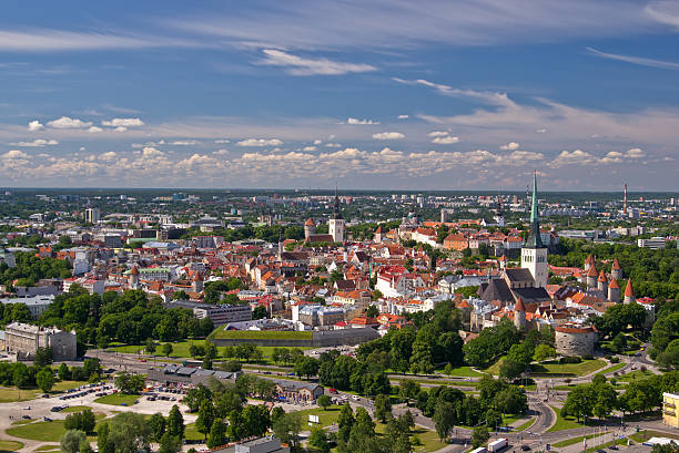Old city of Tallinn from plane Old city of Tallinn from plane town wall tallinn stock pictures, royalty-free photos & images