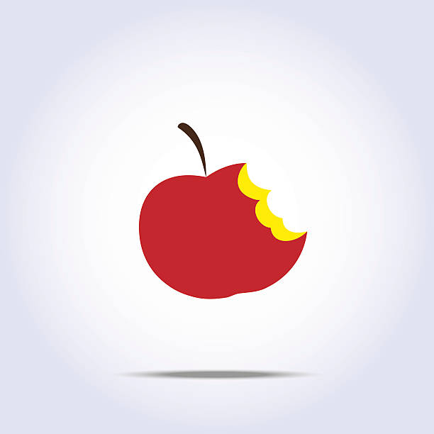bitten apple icon bitten red one apple icon in vector apple with bite out of it stock illustrations