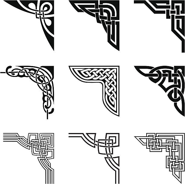 keltische ecken set - celtic pattern stock-grafiken, -clipart, -cartoons und -symbole