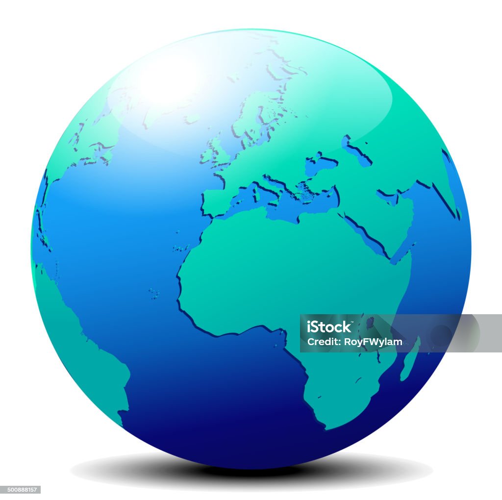 Europe and Africa, Global World Vector Map Icon of the World Globe Map stock vector