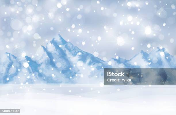 Wektor Z Zimowym Scena Z Góry W Tle - Stockowe grafiki wektorowe i więcej obrazów Alpy - Alpy, Bez ludzi, Biały