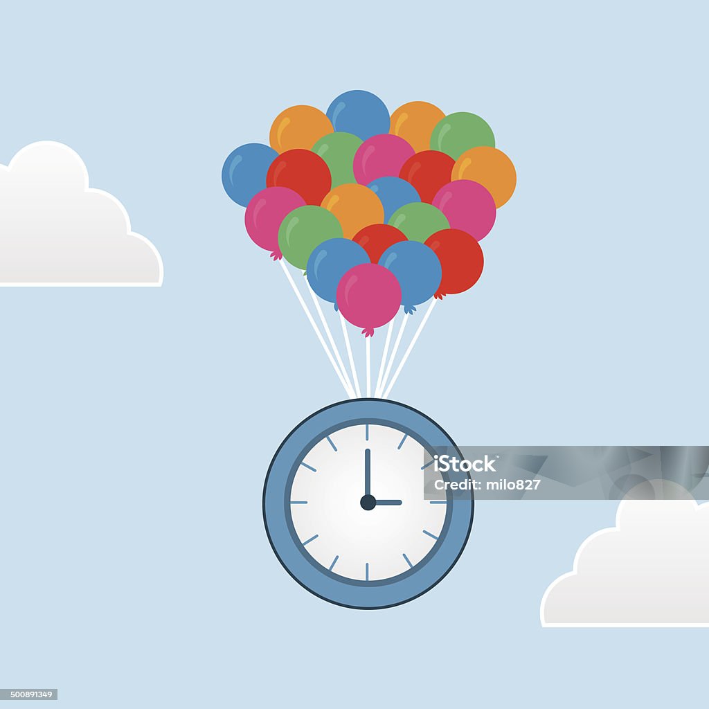 Clock Balloons Time Floating Balloons Stock Illustration - Download Image Now - Alarm ...