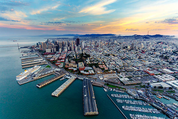 istock Aerial view of San Francisco at sunset 500896210