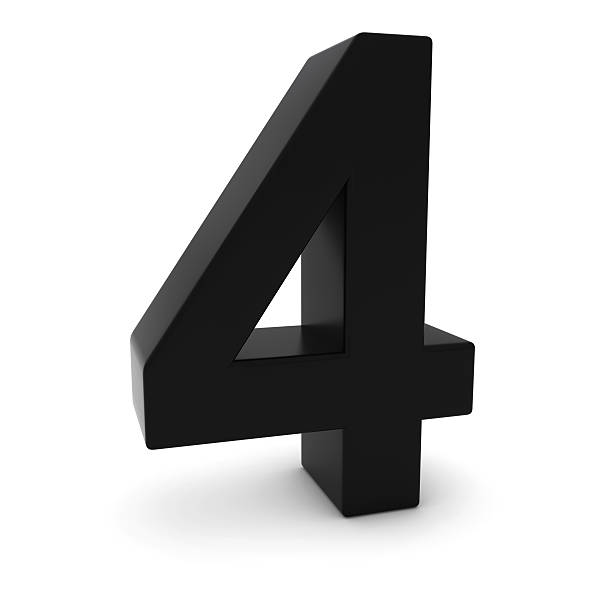 istock Black 3D Number Four Isolated on white with shadows 500897442