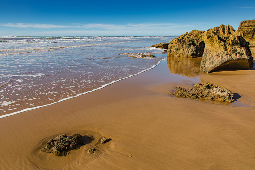 Atlantic coast near Moulay Bouzarqtoune, Morocco. Very popular place of surfers and lovers of water sports.