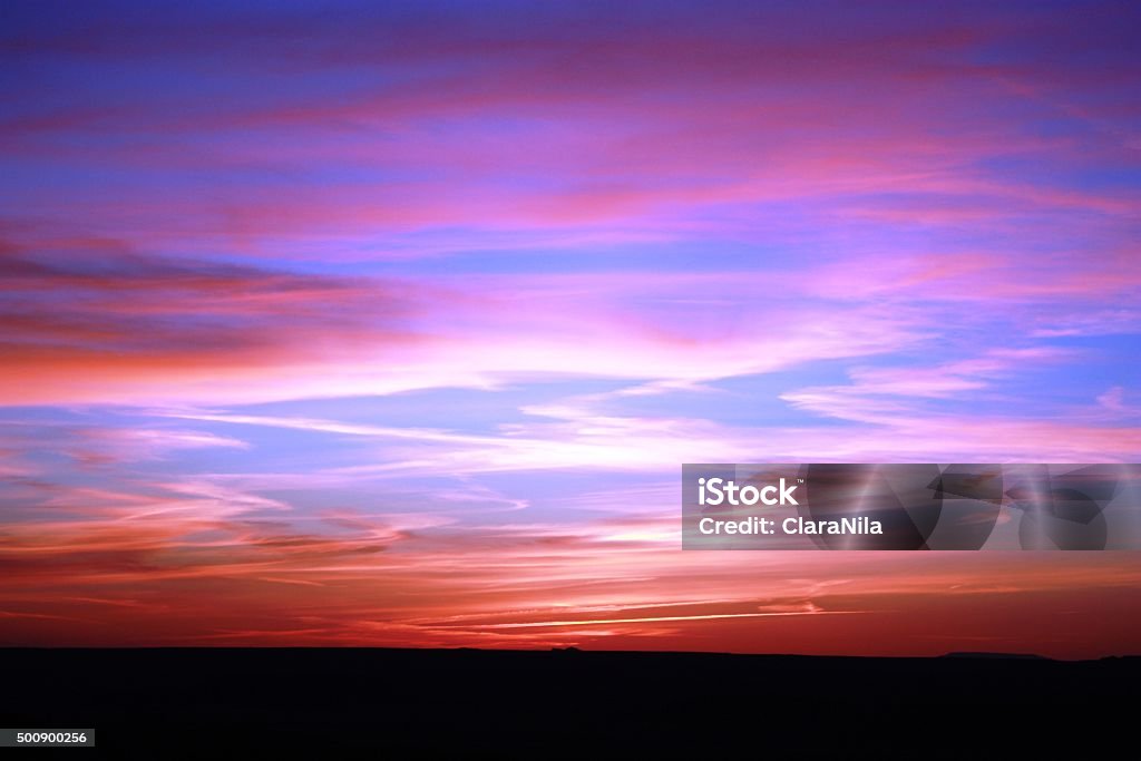 Sunset over Painted Desert in Petrified Forest National Park, USA Sunset over Painted Desert in Petrified Forest National Park, Arizona USA Sunset Stock Photo