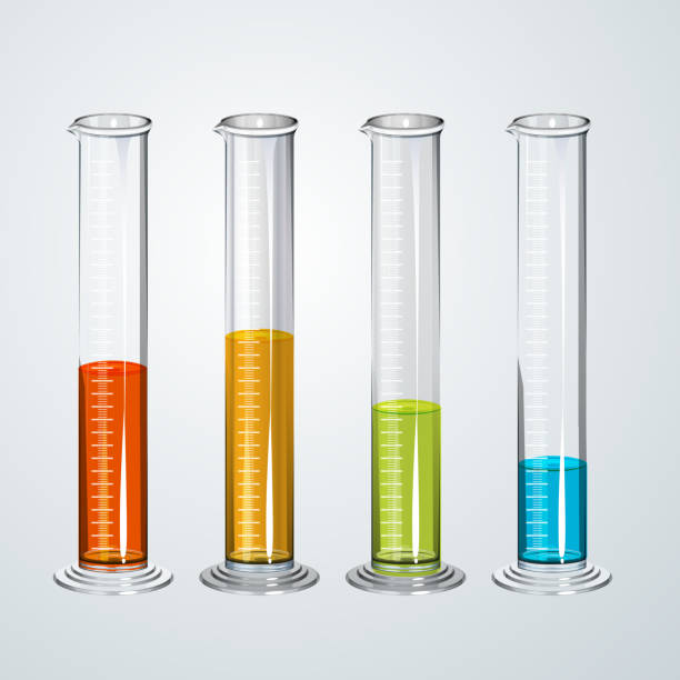 ilustrações, clipart, desenhos animados e ícones de química aparelhos de cilindro graduado com fluid - graduated cylinder