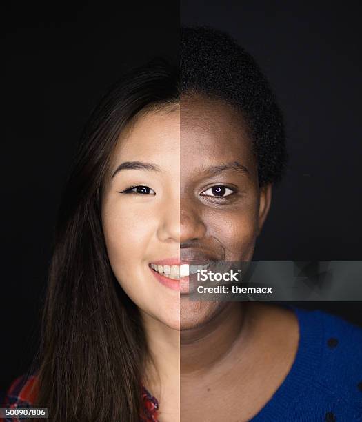 Photo libre de droit de Portrait De Jeune Asiatique Et Africain Descent Femme banque d'images et plus d'images libres de droit de Moitié plein