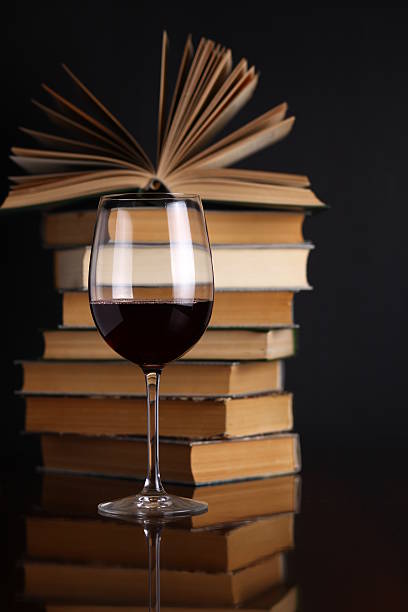 istock Wine glass and books 500910749