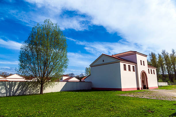 Borg, Germany - April 29, 2013: reconstruction of roman villa in Borg, Germany. In 1994 the decision was taken to reconstruct the entire site in line with the discoveries made during excavation work.
