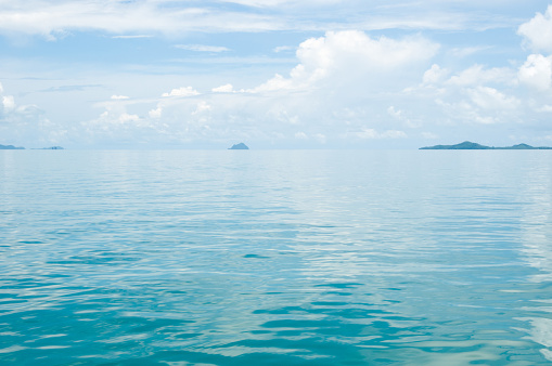 Smooth surface of water Phang Nga Bay near Krabi and Phuket