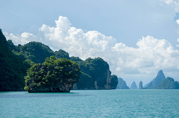 Cliffs Along the Bay. Islands at Phang Nga Bay near Krabi and Phuket. Thailand.
