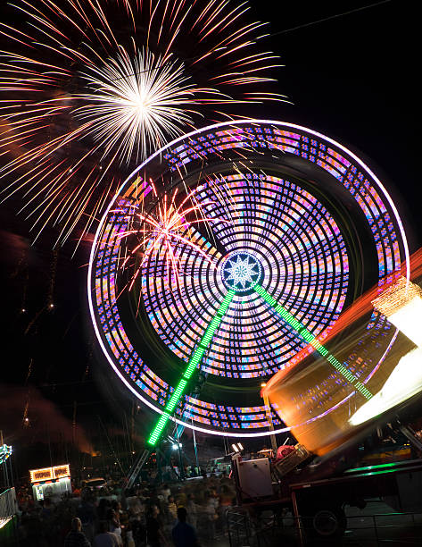 istock Fireworks Over a Carnival Ferris Wheel 500922401