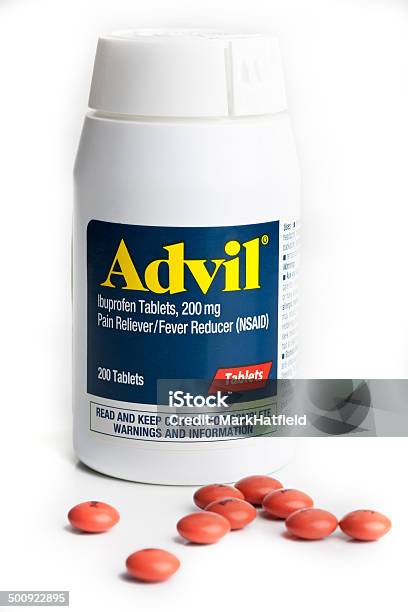 Advil - Fotografie stock e altre immagini di Antidolorifico - Antidolorifico, Bottiglia, Capsula