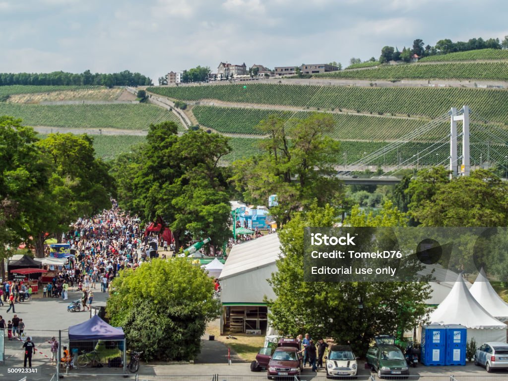 U and D Würzburg, Germany - June 22, 2014: The air and free Festival is an annual event in Würzburg. A lot of people are crowding together at this event on the Main between the two marquees. Bavaria Stock Photo