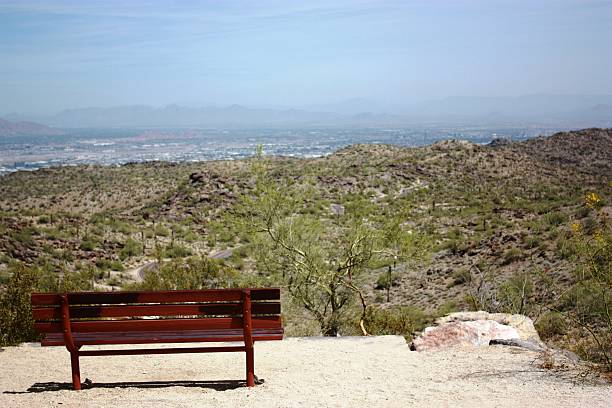 istock Park bench View from South Mountain Park to Phoenix, Arizona 500923752