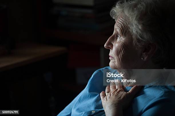 Senior Blue Stock Photo - Download Image Now - Senior Women, Hands On Chest, Loneliness