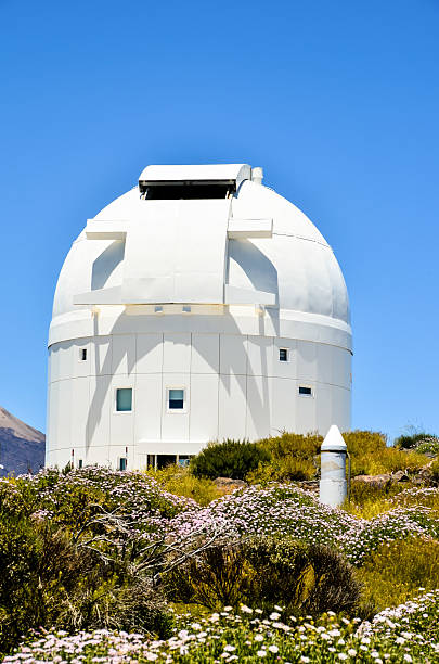Telescopes of the Teide Astronomical Observatory Telescopes of the Teide Astronomical Observatory in Tenerife, Spain. observatory tenerife canary islands el teide national park stock pictures, royalty-free photos & images