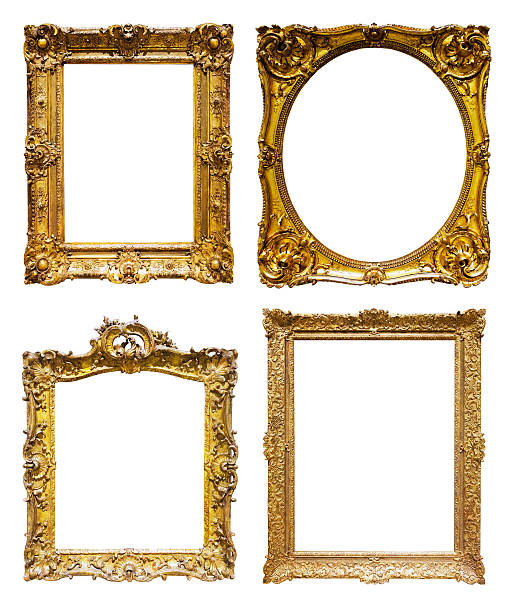 istock Set of old bronze frames. Isolated over white background 500928059