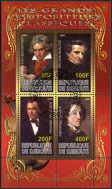 почтовая марка показывает джибути 2009 ludwig ван бетховен - hector стоковые фото и изображения