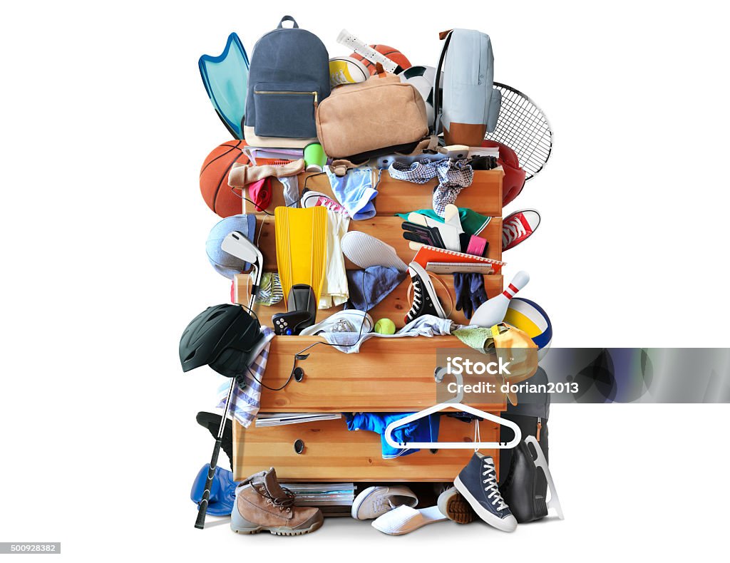 Mess, dresser with scattered clothes Mess, dresser with scattered clothes, shoes and other things Messy Stock Photo