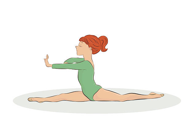 gymnastgirl stretching - gymnastikanzug stock-grafiken, -clipart, -cartoons und -symbole