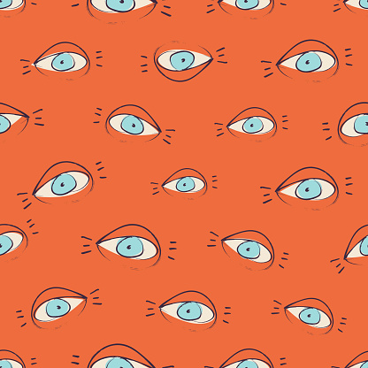 Seamless Pattern Design With Sketchy Open Eyes Stock Illustration ...
