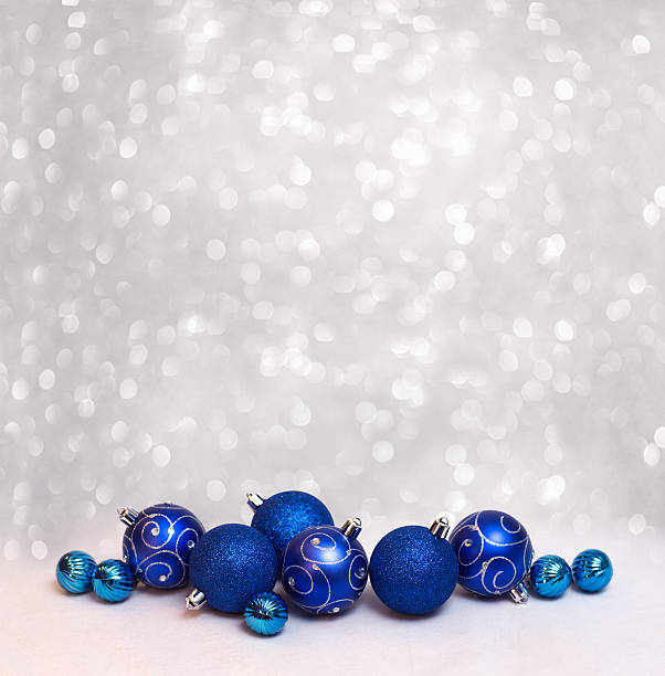 istock Merry christmas card with  blue balls 500938924