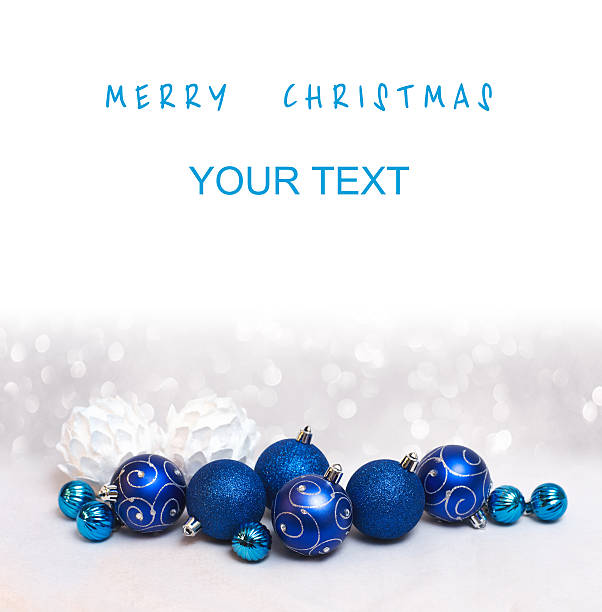 istock Merry Christmas card with blue balls 500939006
