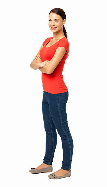 istock Woman Standing Arms Crossed Over White Background 500942747
