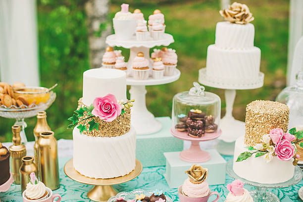 istock Dessert table with pretty cakes and cookies 500943205