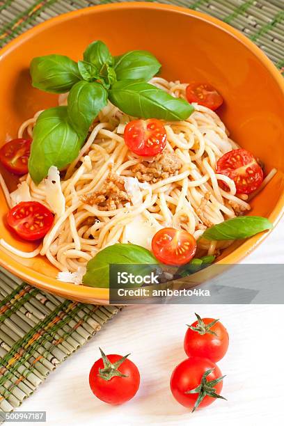 Spaghetti Bolognese Stock Photo - Download Image Now - Bar - Drink Establishment, Basil, Bolognese Sauce