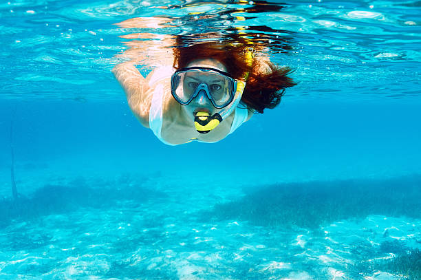 istock Woman with mask snorkeling 500947877