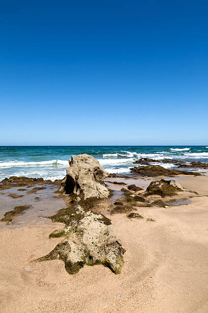 istock Beach with village and blue sky 500948737