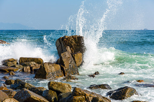 Powerful Waves on a rocky beach