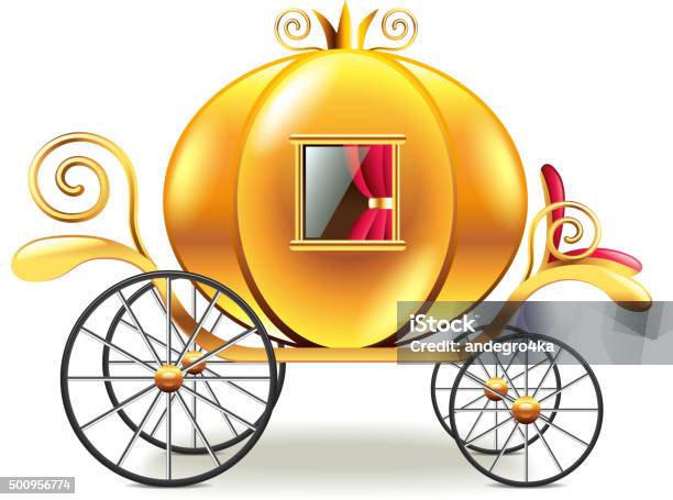 Princess Carriage Isolated On White Vector Stock Illustration - Download Image Now - Carriage, Cinderella, Royalty