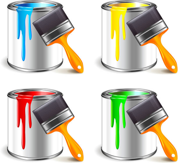 puszka farby na białym tle wektor - paint home improvement paint can decorating stock illustrations