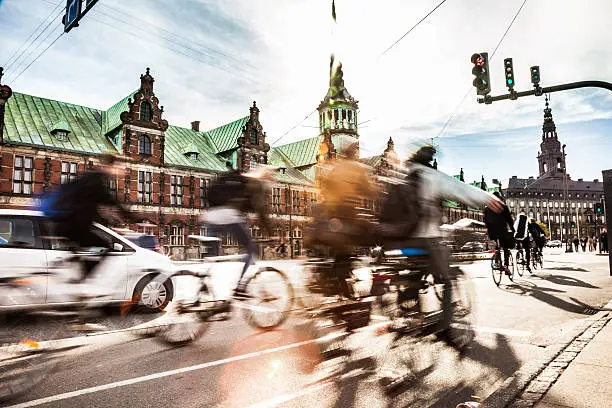 In Copenhagen, the capital of Denmark, the traffic is mostly from cyclist, that's incredible to see how many people cycling on the street during the all day.
