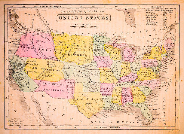 United States 1852 Map United States 1852 Map oregon us state stock illustrations