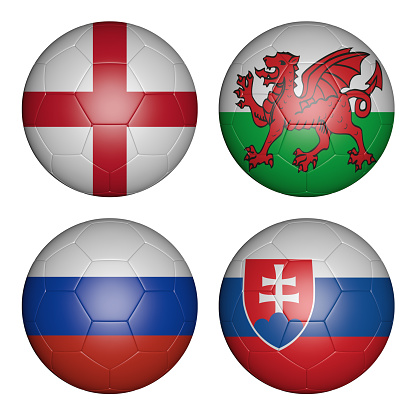 balls with flags of the  Championship, group b