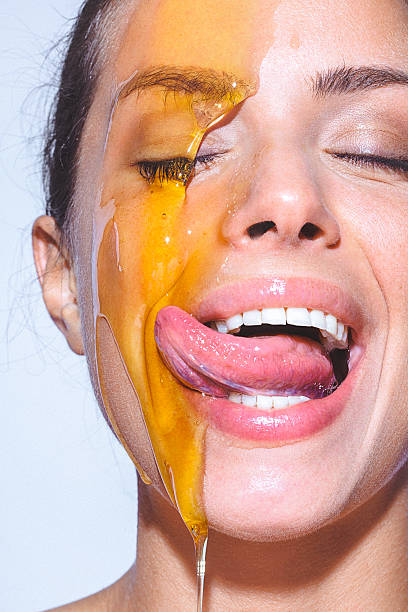 Beauty portrait of a young woman with clean healthy skin stock photo