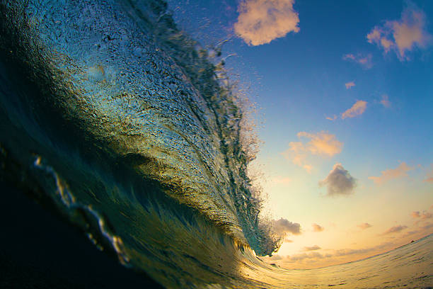 istock Flaring lip of a colorful breaking wave during sunset 500998196