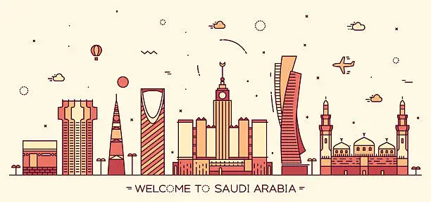 Vector illustration of Skyline Saudi Arabia Trendy vector linear style