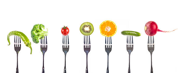 istock vegetables and fruits on the forks 501000442