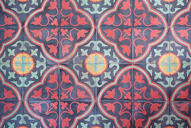 vintage patrón floral papel de pared - spanish tiles fotografías e imágenes de stock