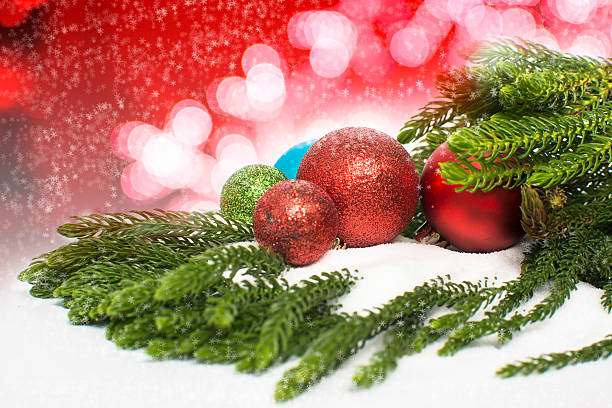 istock Christmas decoration with snow on abstract background 501004704