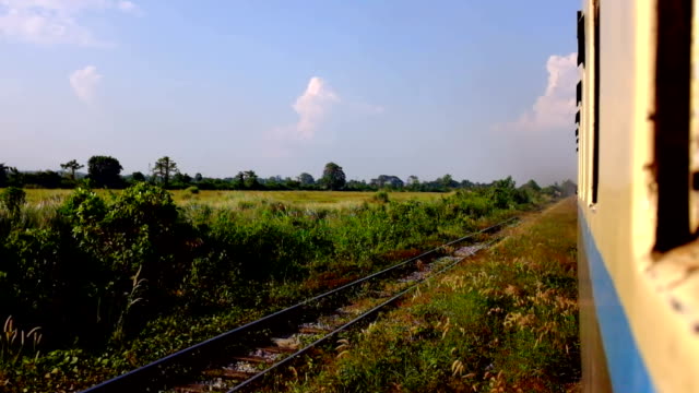 Train ride in the countryside from Myanmar